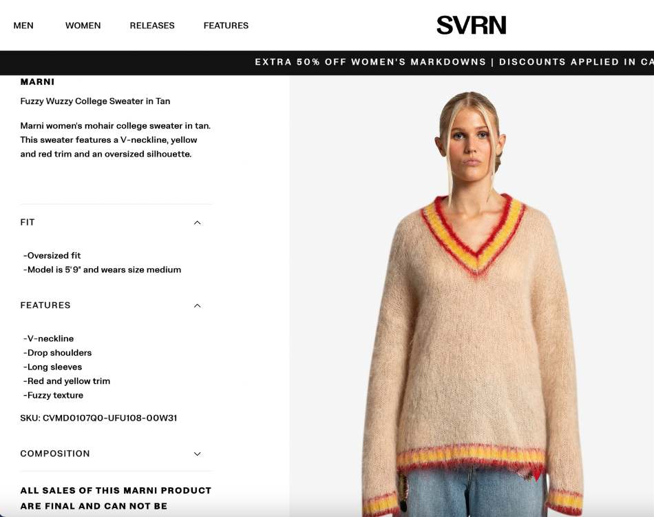 Product copy on svrn.com